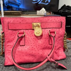 Michael Kors Fuchsia Satchel with Gold Accents